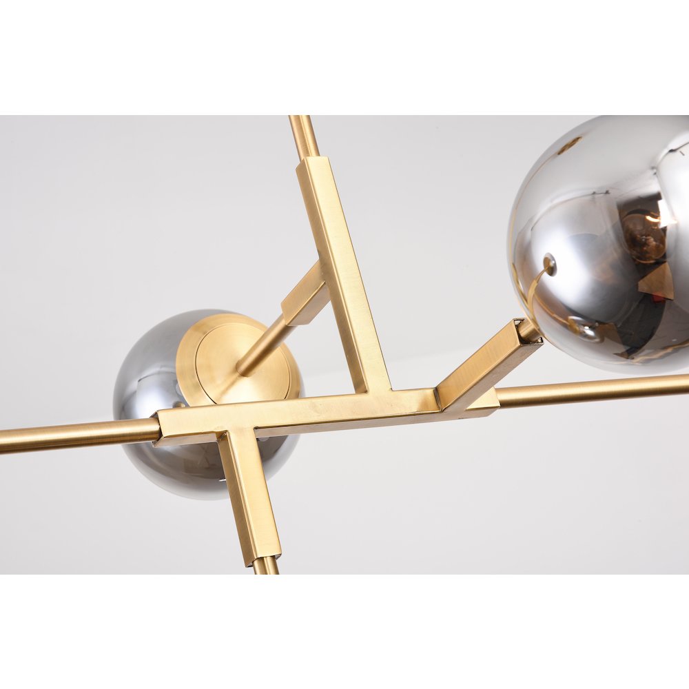 5-Light Gold Chandelier With Smoke Glass Shades