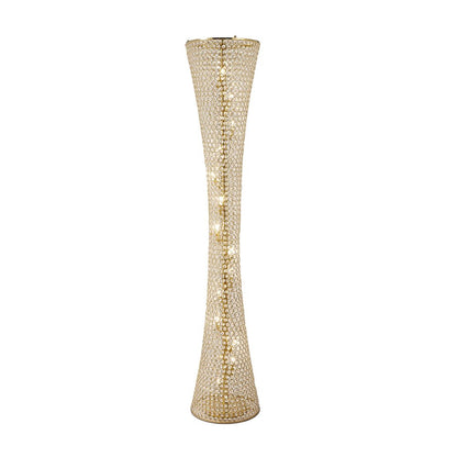 15-Light Gold Floor Lamp With Clear Crystals