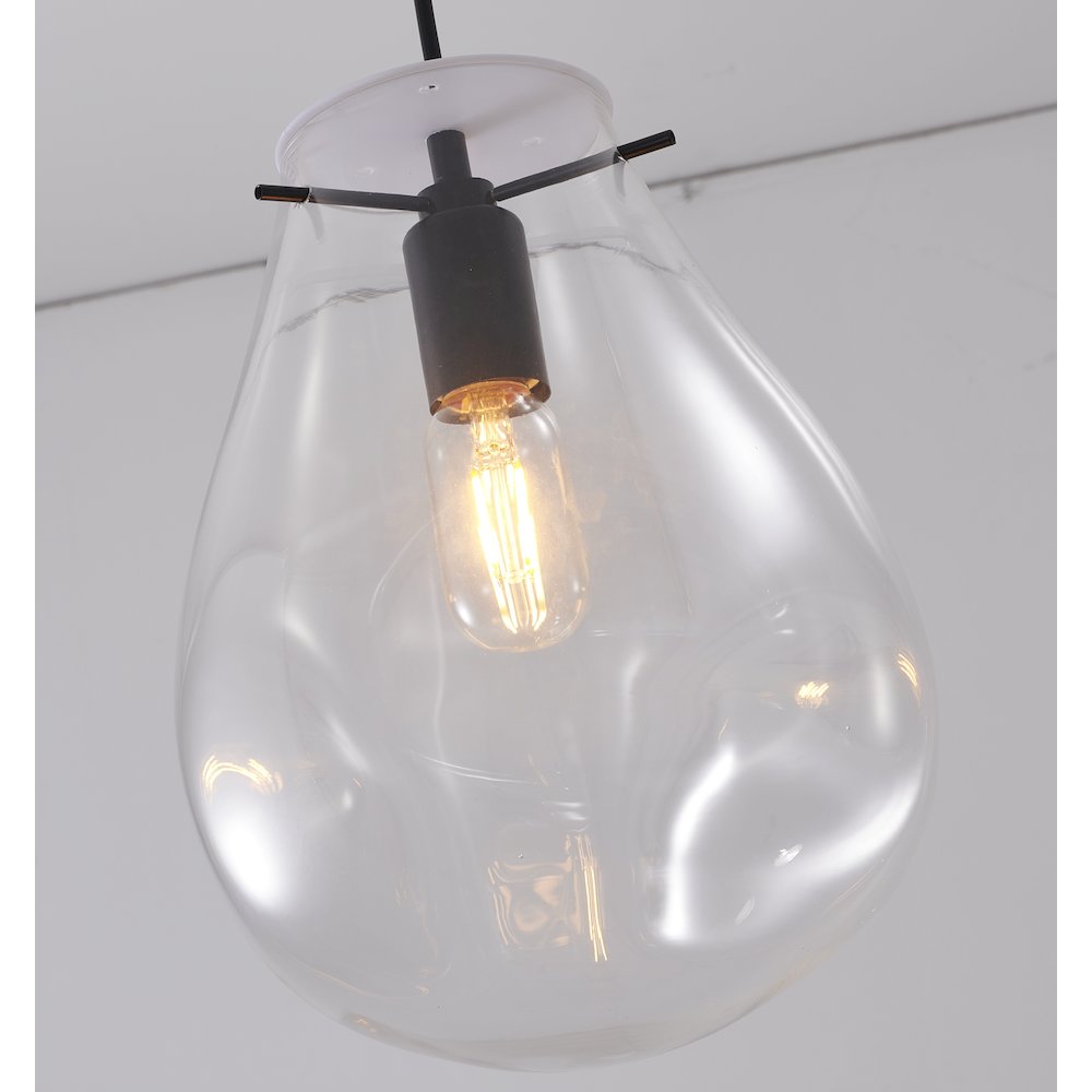 1-Light Black Single Pendant With A Clear Glass Shade