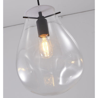 1-Light Black Single Pendant With A Clear Glass Shade