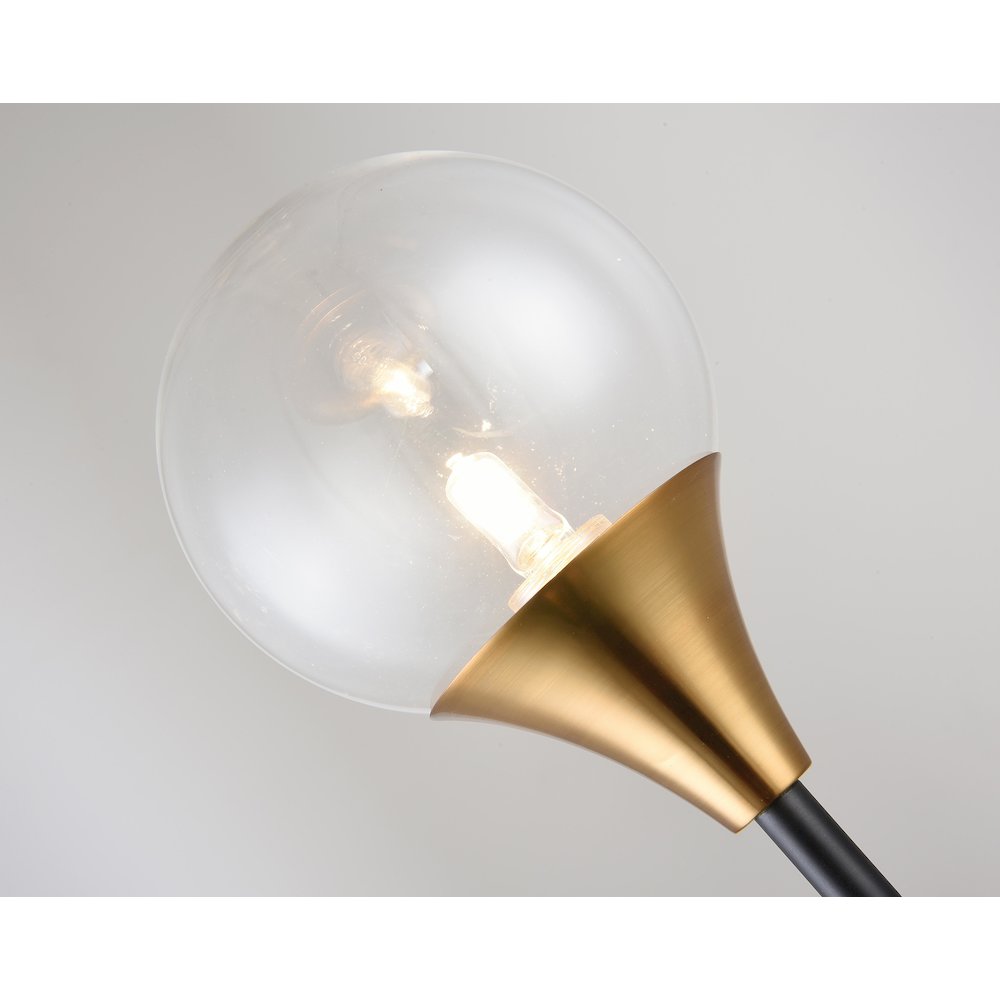 2-Light Black And Gold Metal With Clear Glass Shades