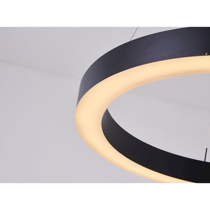 1-Light Matte Black LED Halo Ring Chandelier