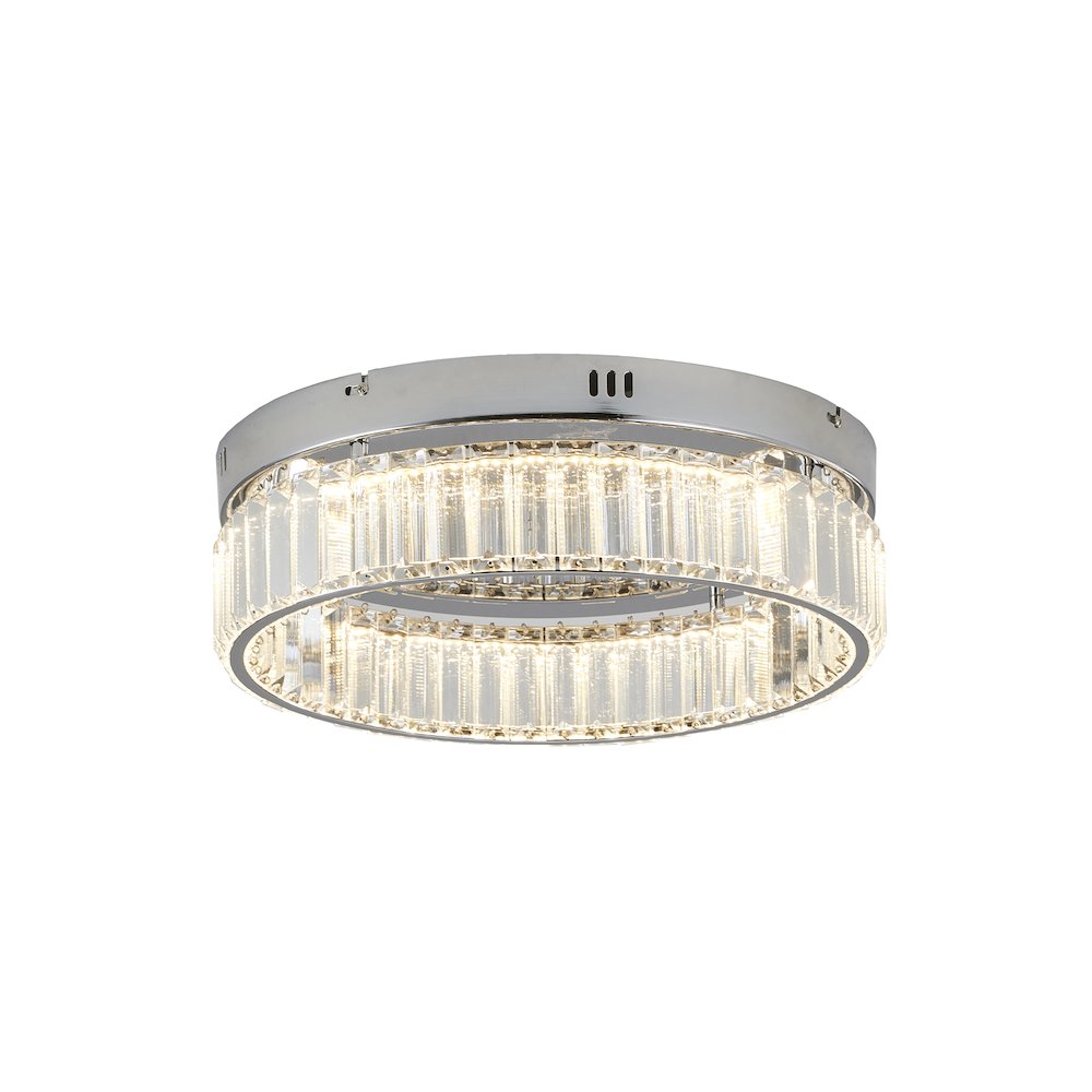 1-Light Chrome Dimmable LED Flush Mount With Clear Crystals