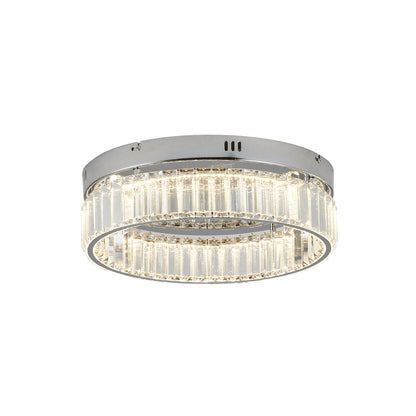 1-Light Chrome Dimmable LED Flush Mount With Clear Crystals
