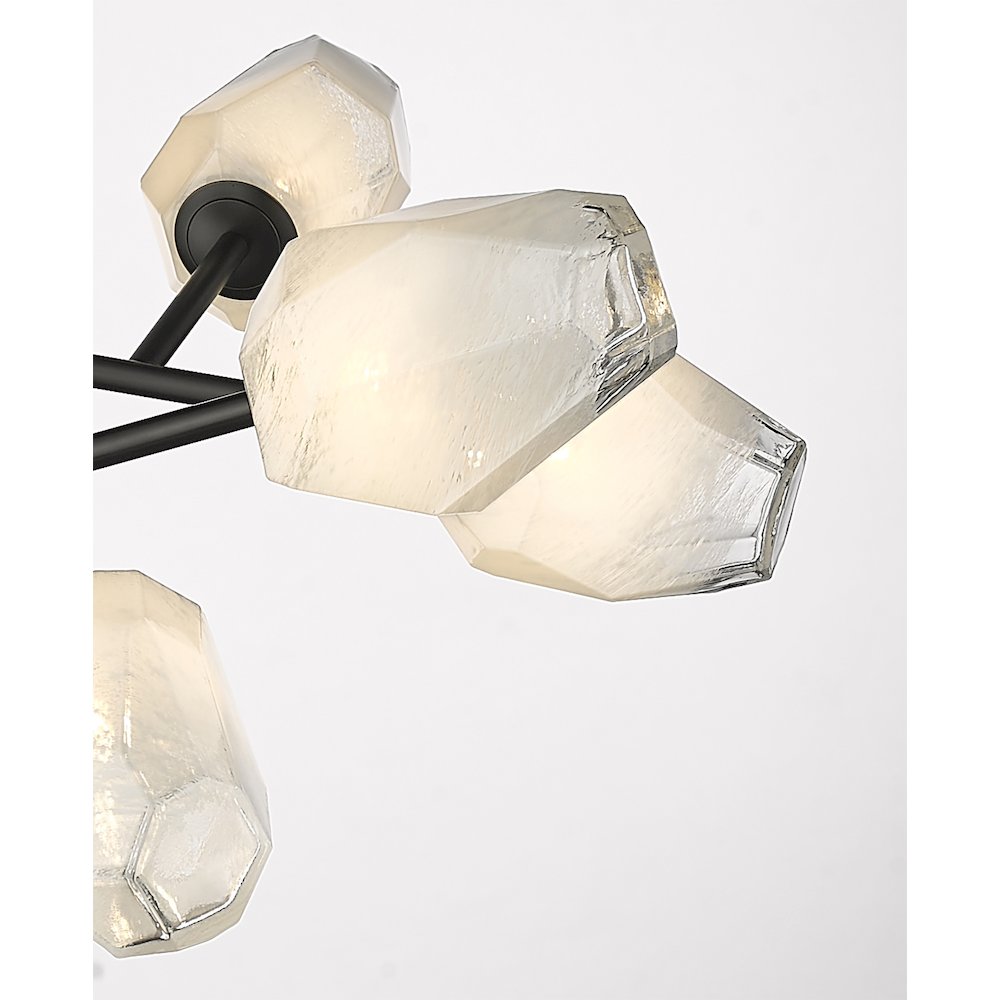 8-Light Black Chandelier With White Glass Shades