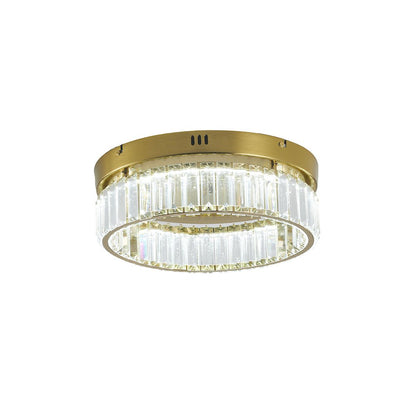 1-Light Brass Dimmable LED Flush Mount With Clear Crystals