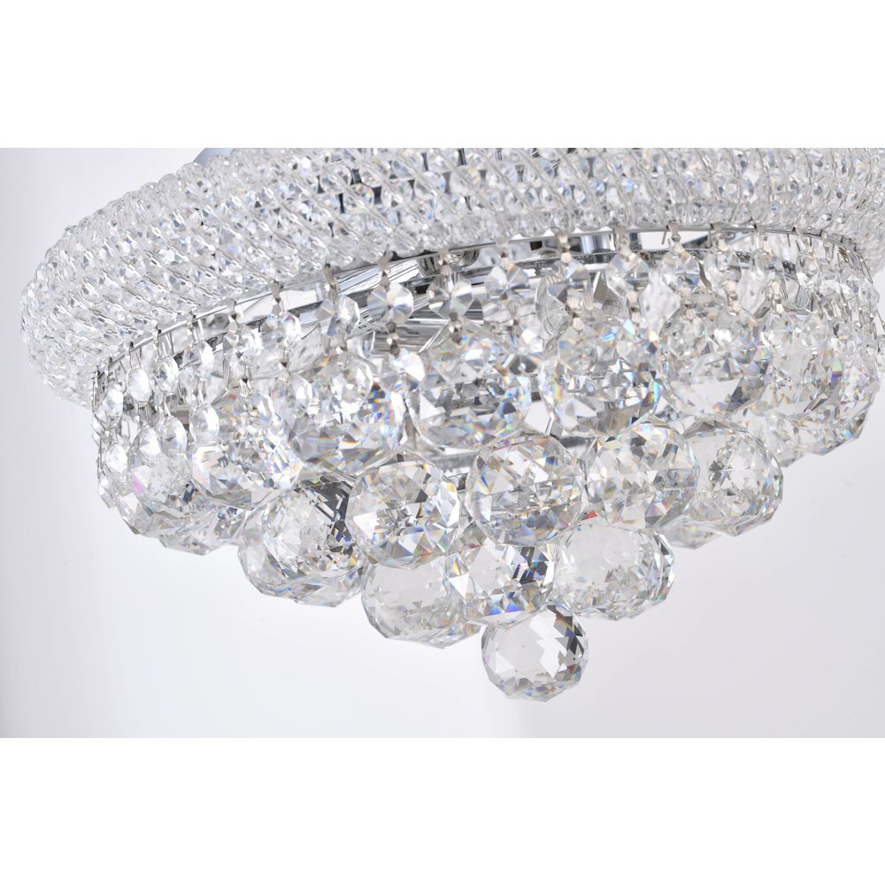 3-Light chrome Flush Mount With Clear Crystals