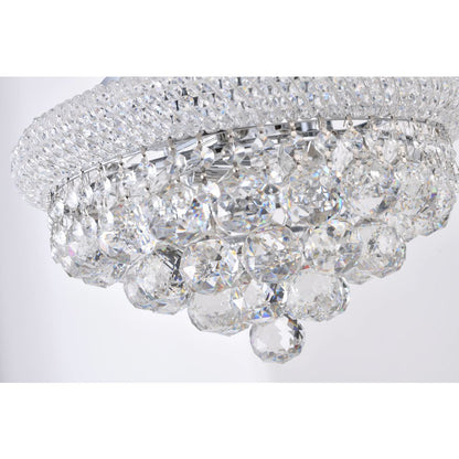 3-Light chrome Flush Mount With Clear Crystals