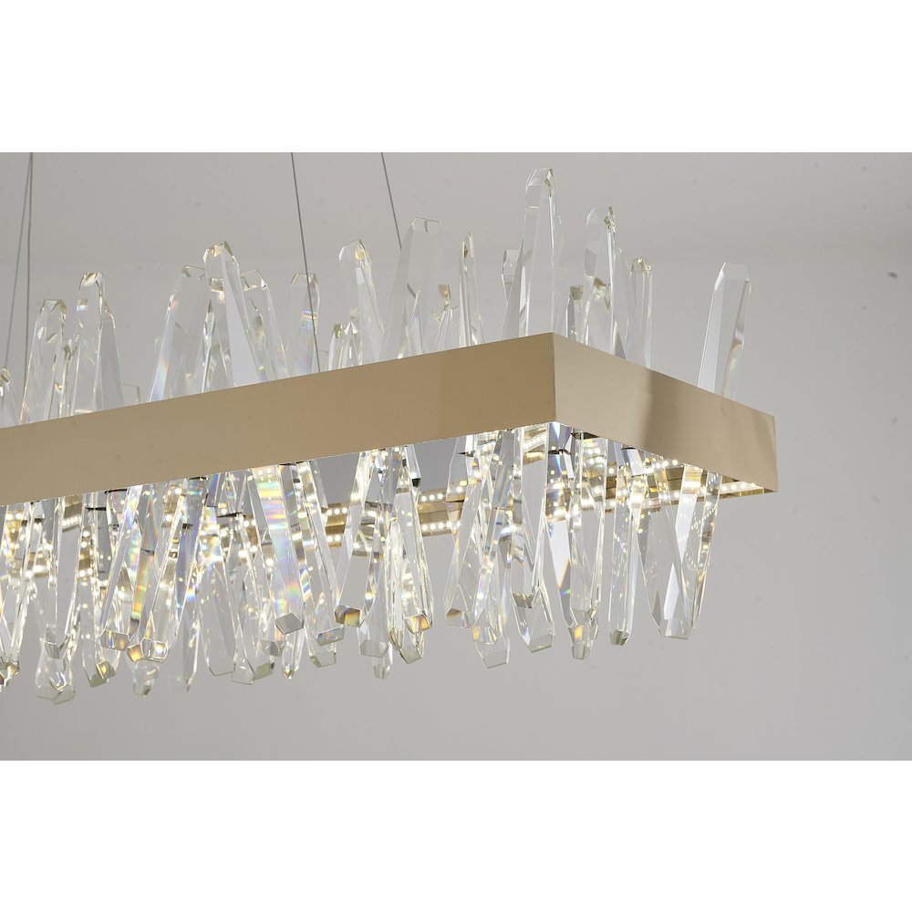 4-Light Gold LED Chandelier With Clear Crystals