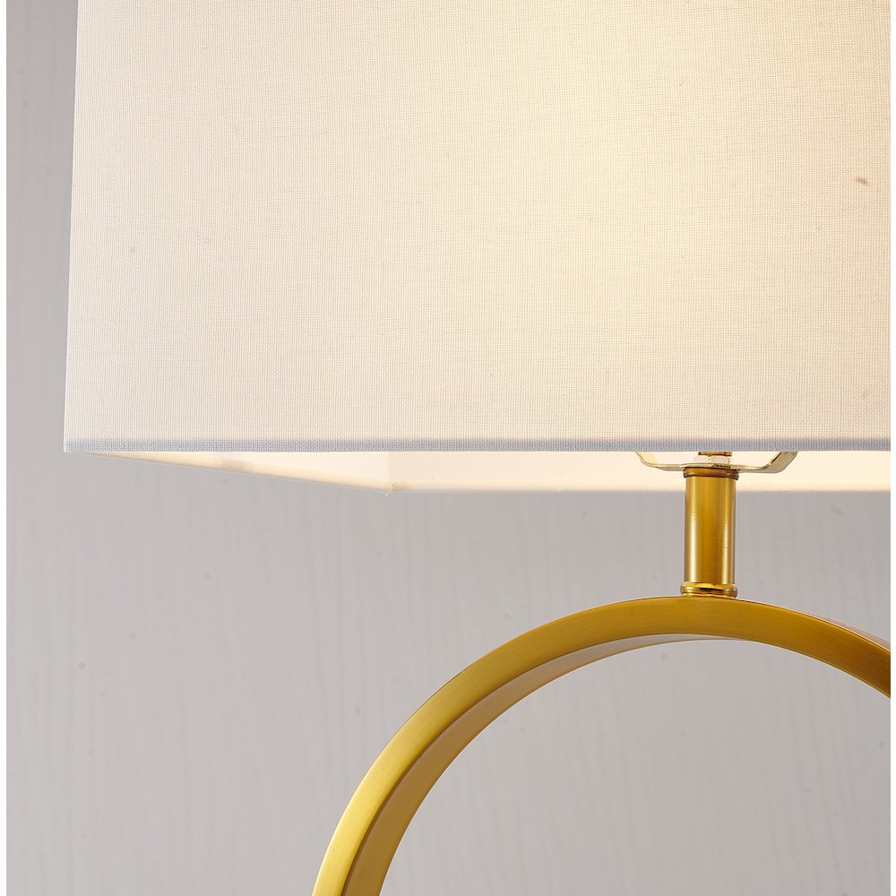 1-Light Gold Table Lamp With A Marble Base And A Drum Shade