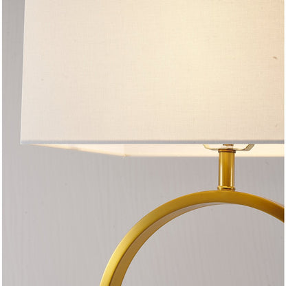 1-Light Gold Table Lamp With A Marble Base And A Drum Shade