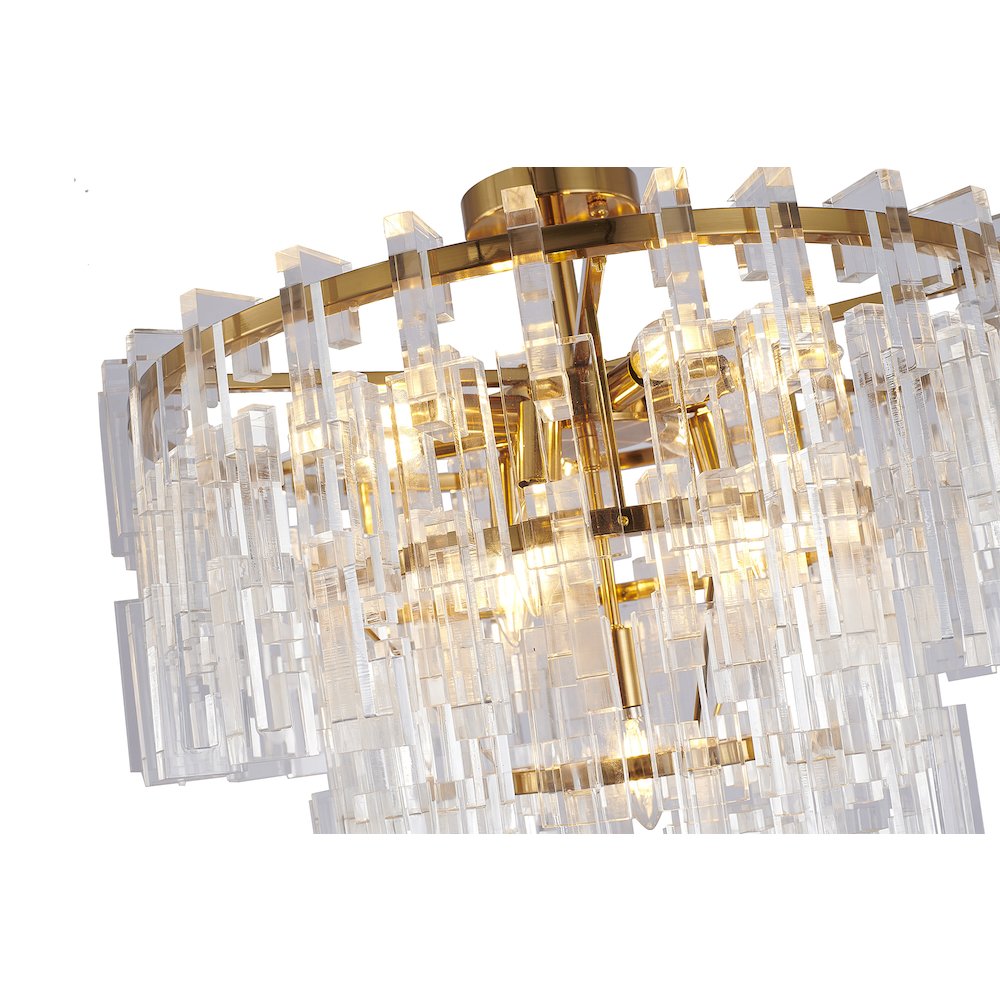 14-Light Antique Bronze Chandelier With Clear Acrylic Links