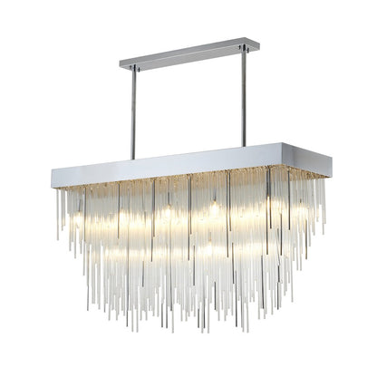 14-Light Chrome Chandelier With Clear Looped Glass