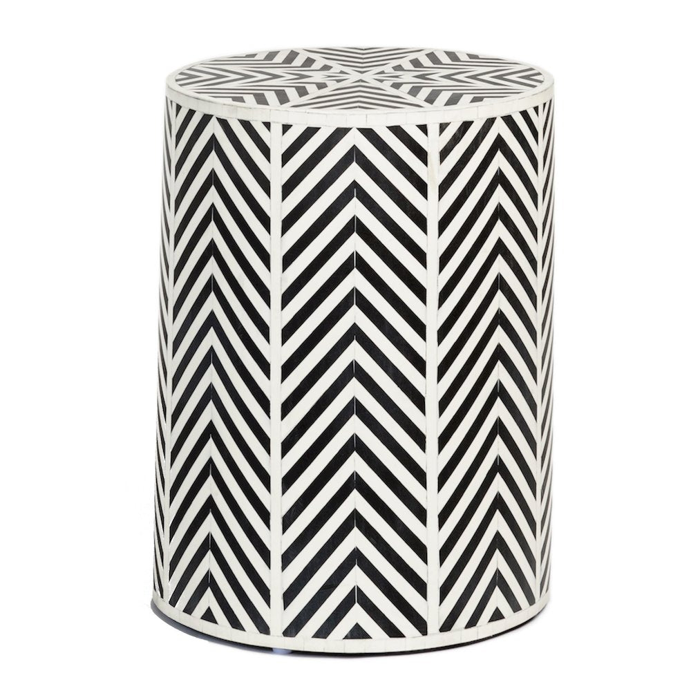 Bethel International Accent Side Table in Black and White Color