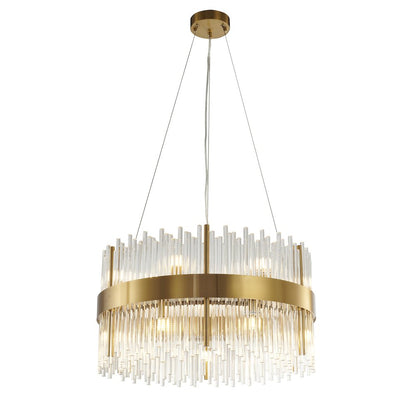 14-Light Gold Chandelier With Clear Glass Rods