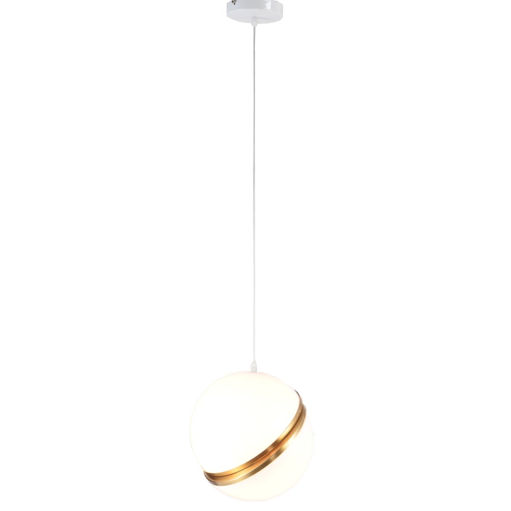1-Light Gold Single Pendant With A White Acrylic Shade
