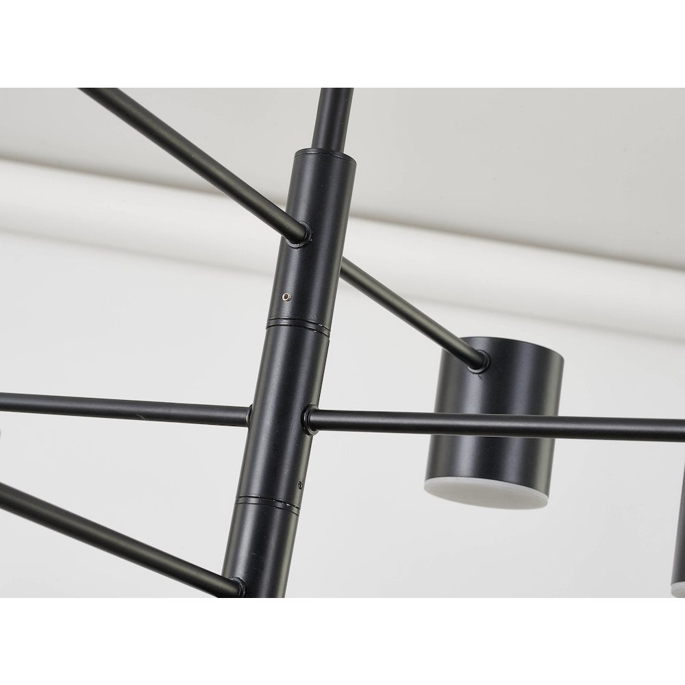 8-Light Black LED Chandelier With White Acrylic Shades