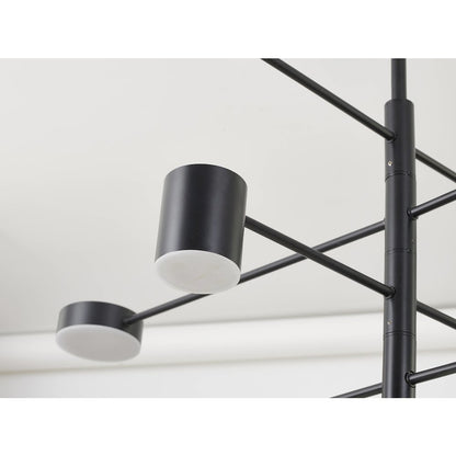 8-Light Black LED Chandelier With White Acrylic Shades
