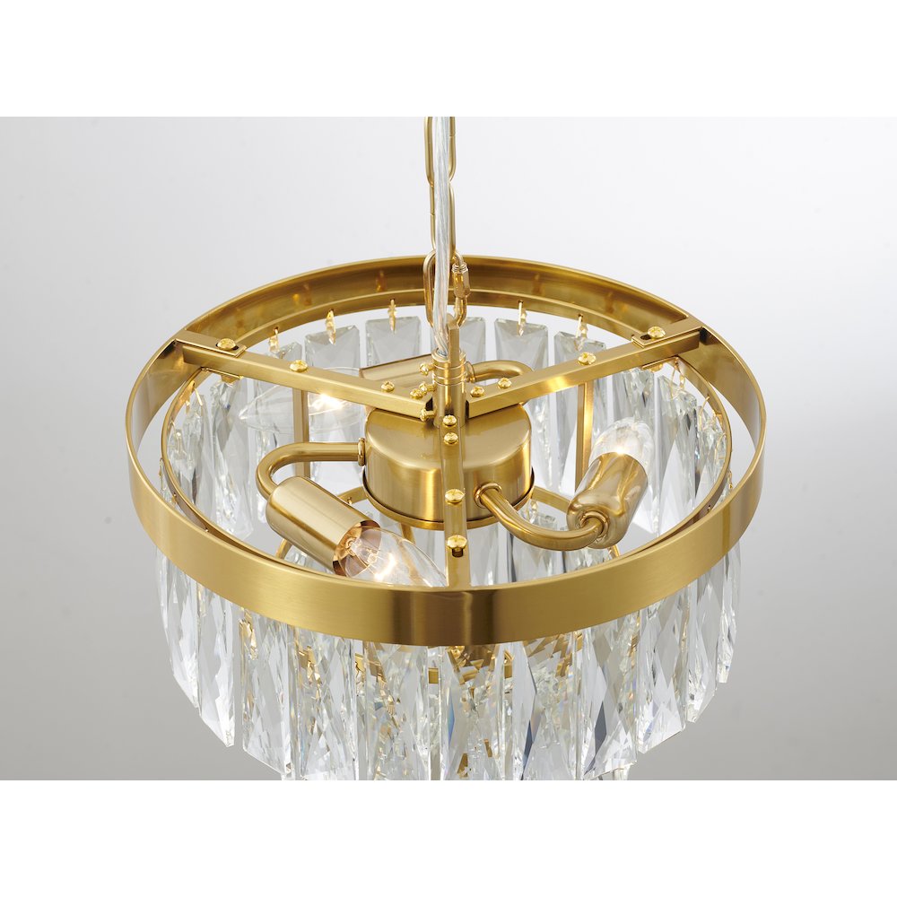 3-Light Chrome Metal Chandelier With Clear Crystals