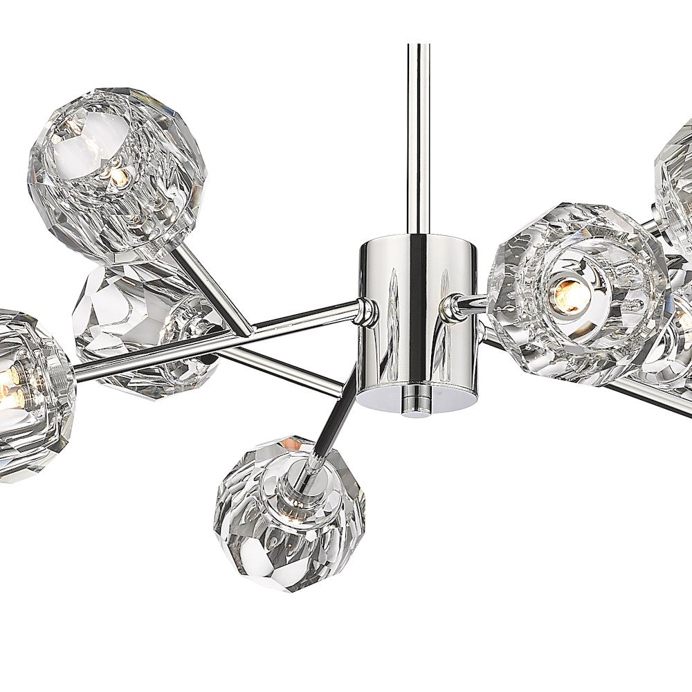 8-Light Chrome Chandelier With Clear Crystal Shades