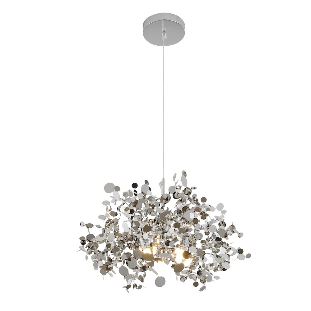 3-Light Chrome Stainless Steel Sparkle Confetti Pendant