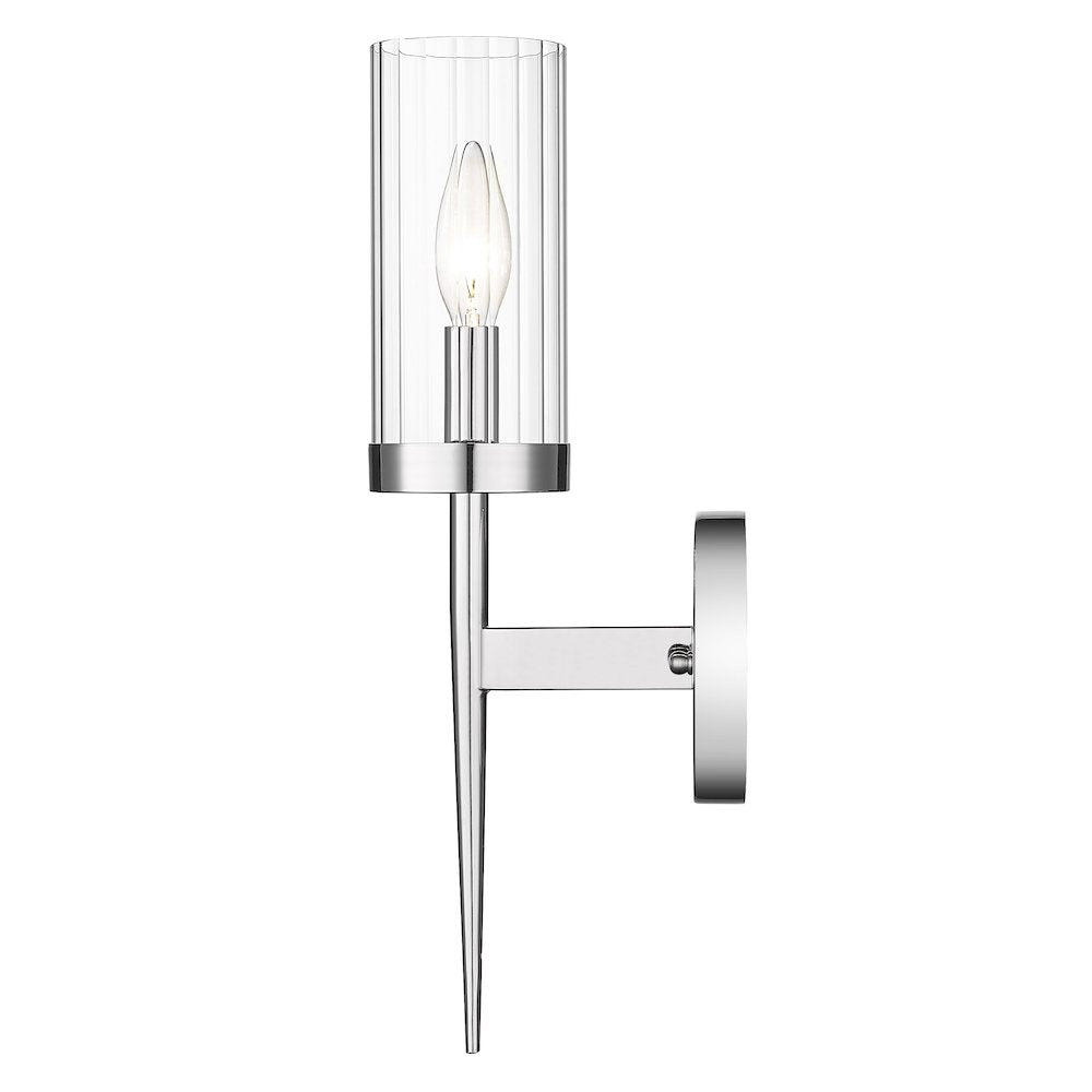 1-Light Chrome Iron Wall Sconce With A Clear Glass Shade