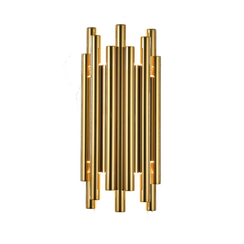 8-Light Gold Stainless Steel LED Rod Wall Sconce