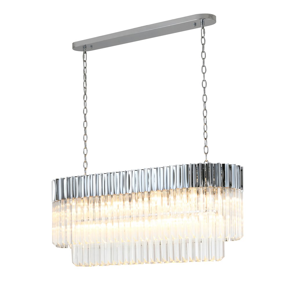 12-Light Chrome Chandelier With Clear Crystals