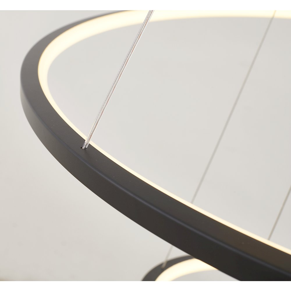 6-Light Matte Black Aluminum LED Chandelier With White Acrylic Diffusers