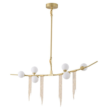 6-Light Gold Chandelier With Copper Chain And Glass Shades