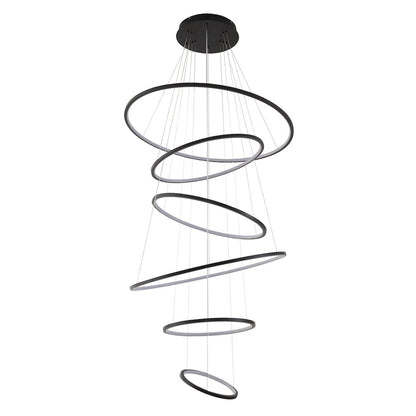6-Light Matte Black Aluminum LED Chandelier With White Acrylic Diffusers