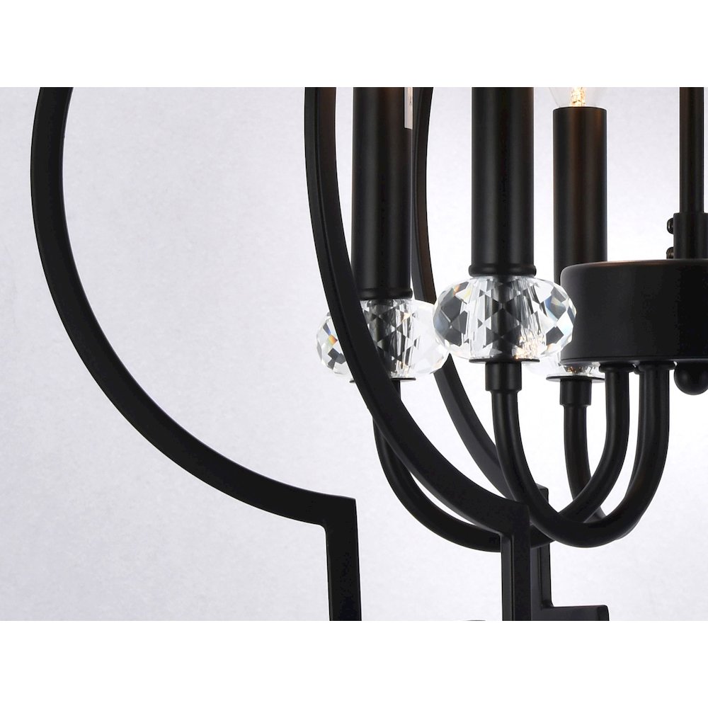 6-Light Black Cage Chandelier With Clear Crystal Bobeches