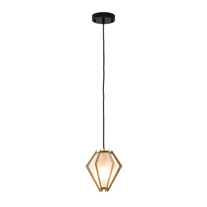 1-Light Gold Aluminum Single Pendant With Frosted Glass