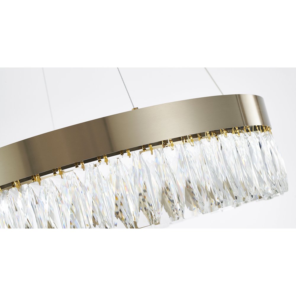 1-Light Gold Hairline LED Chandelier With Clear Crystals