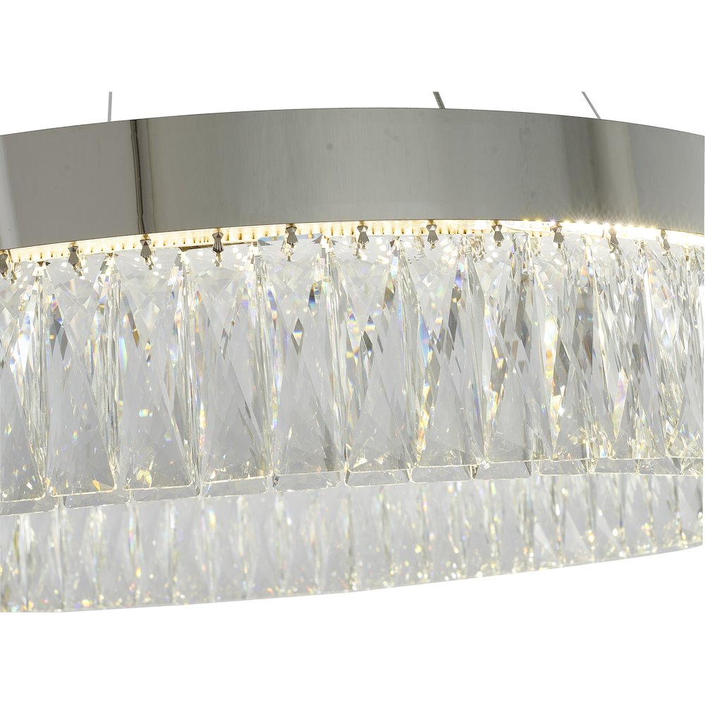 1-Light Chrome LED Chandelier With Clear Crystal Accents