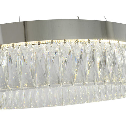 1-Light Chrome LED Chandelier With Clear Crystal Accents