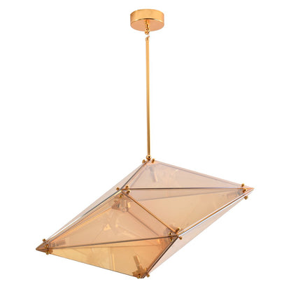 9-Light Gold Chandelier With An Amber Glass shade