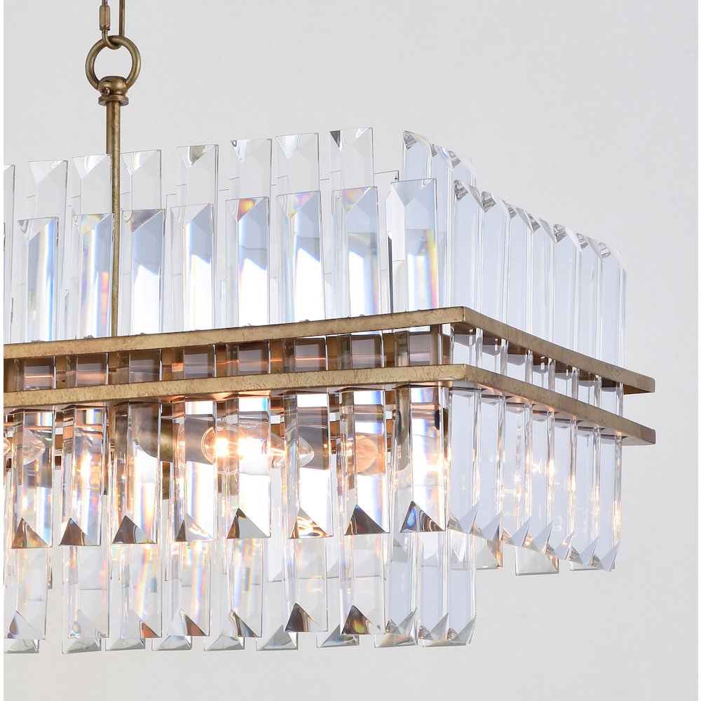 10-Light Antique Gold Chandelier With Clear Crystal