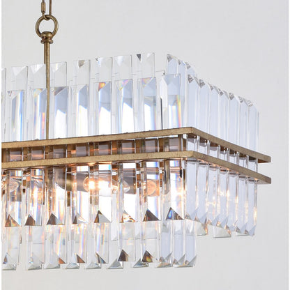 10-Light Antique Gold Chandelier With Clear Crystal