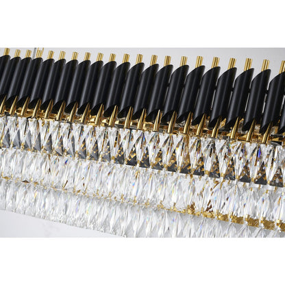 14-Light black and gold chandelier with clear hanging crystal
