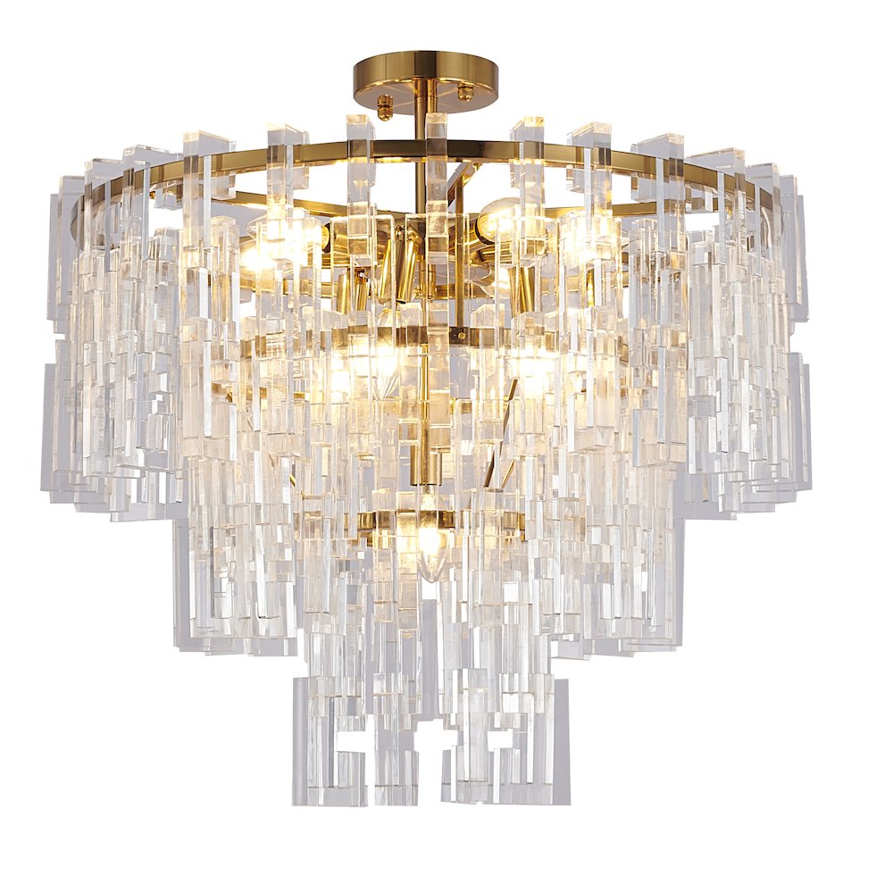 10-Light Antique Bronze Chandelier With Clear Acrylic Links