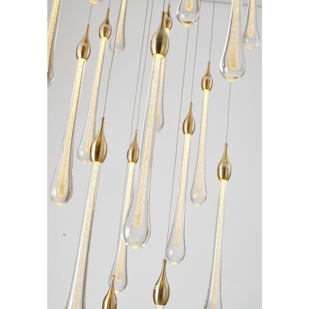 24-Light Charcoal Black LED Chandelier With Gold Dusted Glass Pendants