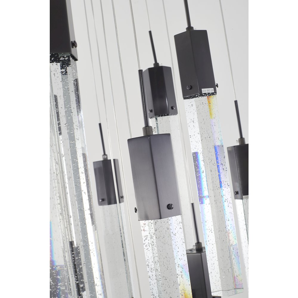 25-Light Black Metal Chandelier With Clear Bubble Crystals