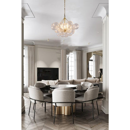 8-Light Brass Chandelier With Clear Swirl Glass Accents