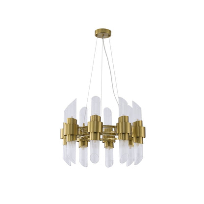 16-Light Satin Brass Iron Chandelier With Glass Shades