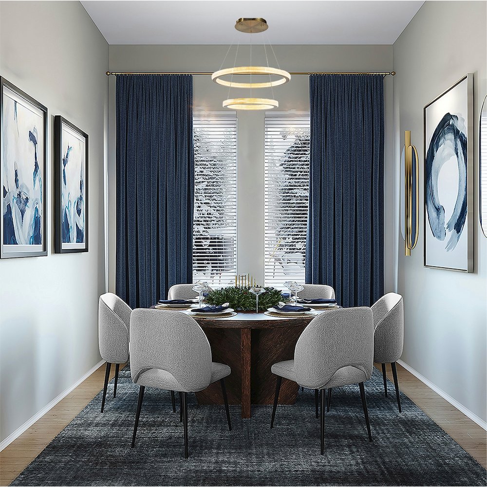 2-Light Sand Gold LED Chandelier With Acrylic Diffusers
