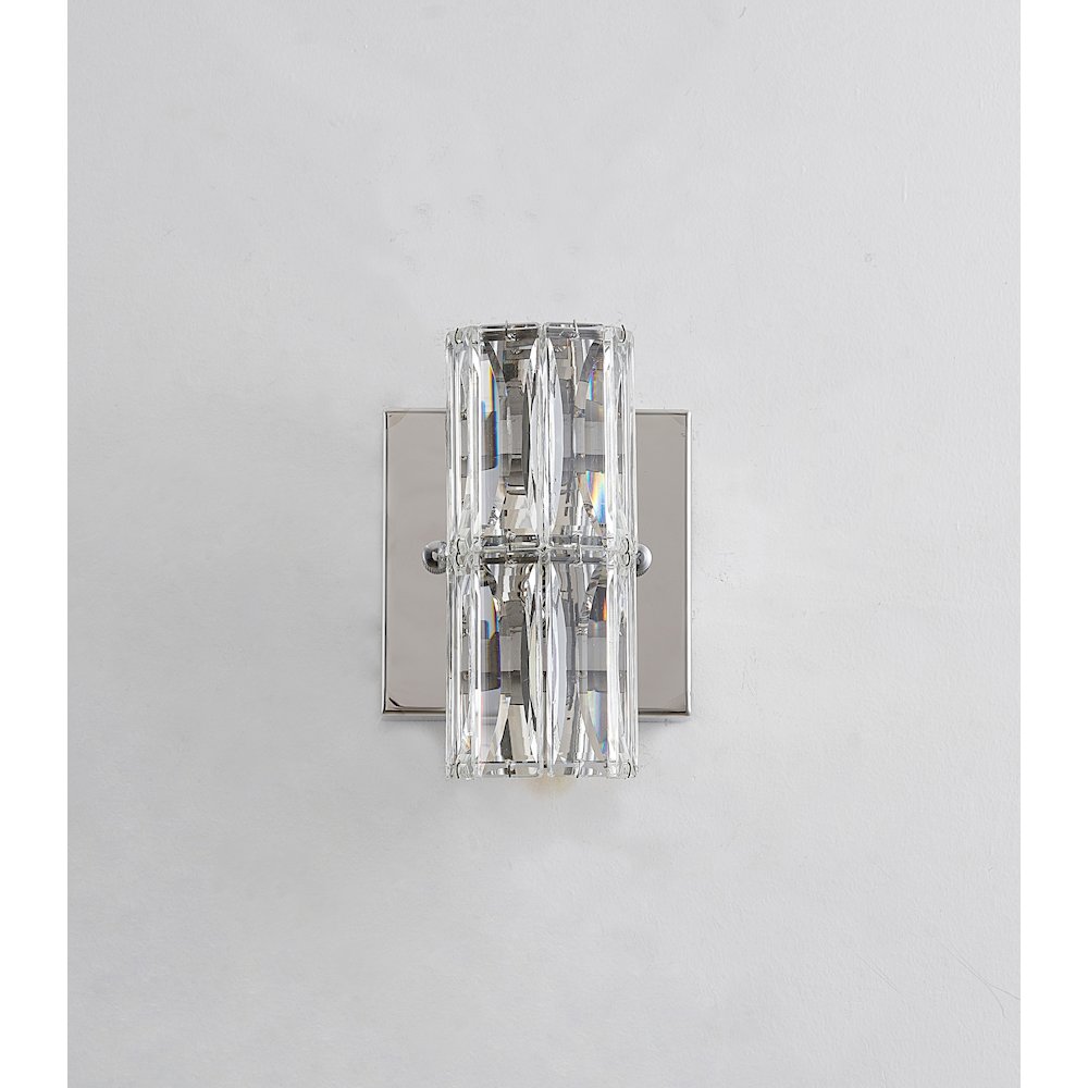 1-Light Chrome Wall Sconce With Clear Crystal Accents