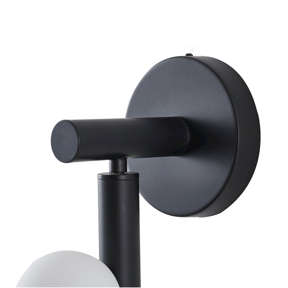 3-Light Matte Black Metal Wall Sconce With Whtie Glass Shades