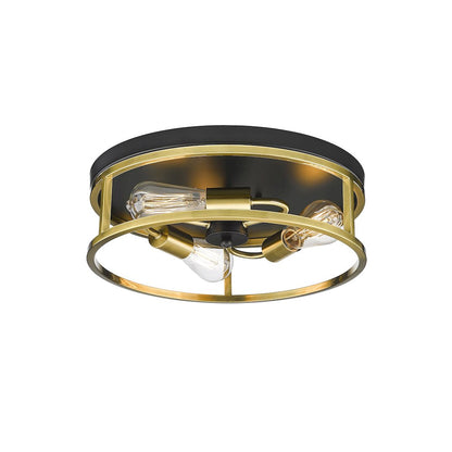 3-Light Black And Gold Metal Flush Mount
