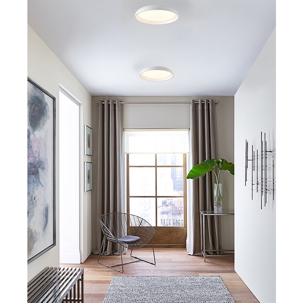 1-Light Matte White LED Flush Mount With An Acrylic Diffuser